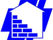Das Logo des Bauordens ist ein aus blauen Steinen erbautes Haus.